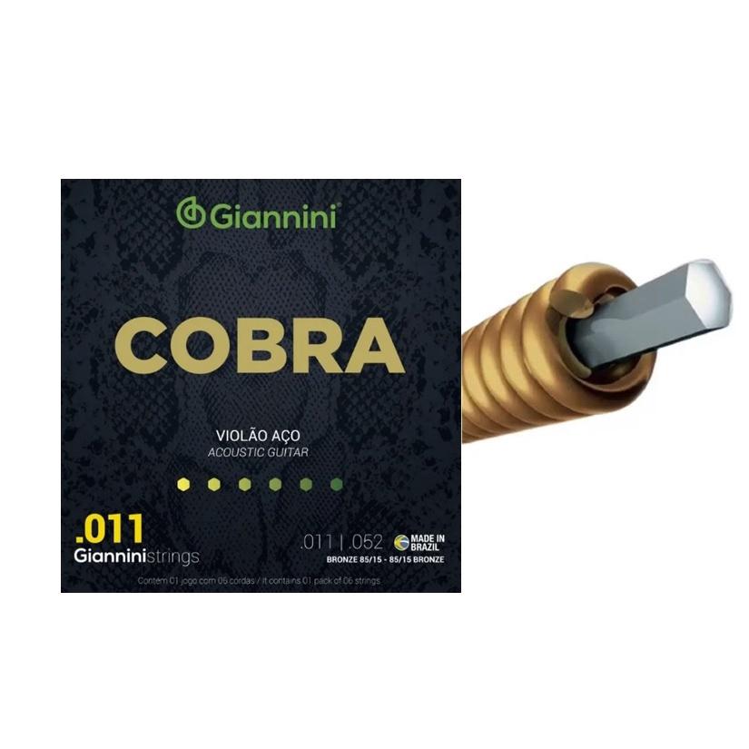 Encordoamento Giannini P/Violão Aço Cobra.011 Geeflk+ 2 Palhetas
