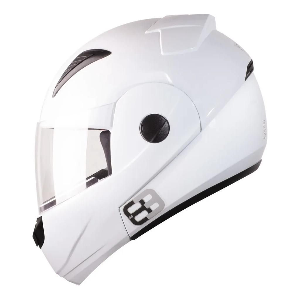 Capacete Articulado Ebf E8 Solid Branco Brilhante