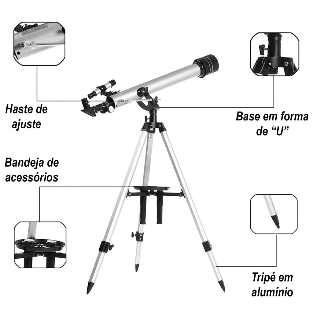 Telescópio Astronômico Refrator Lente Barlow 675x 900mm