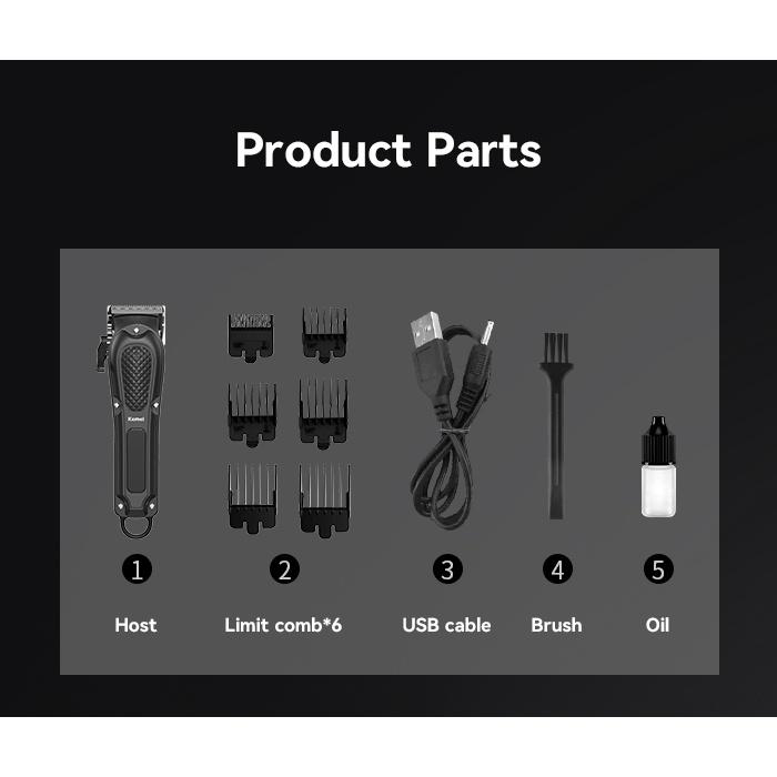 Cortador De Cabelo Kemei Profissional Sem Fio Barbeiro Recarregável Elétrico Silencioso