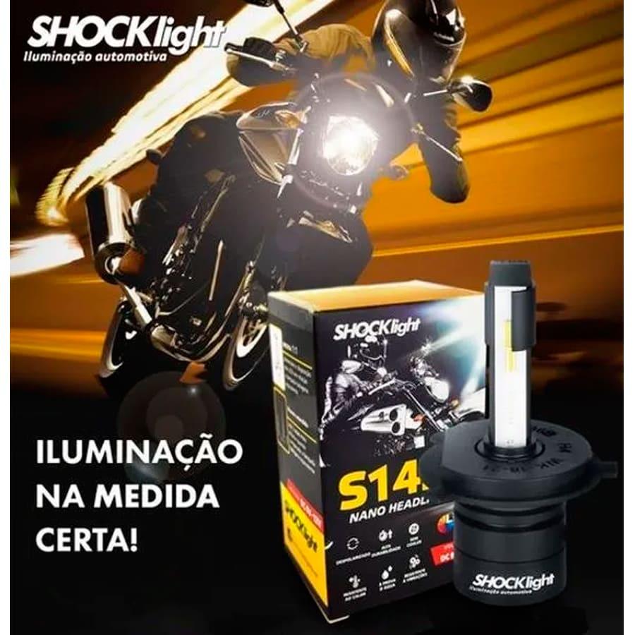 Lâmpada Moto H4 Super LED Efeito Xenon 6000k Nano S14 3600lm