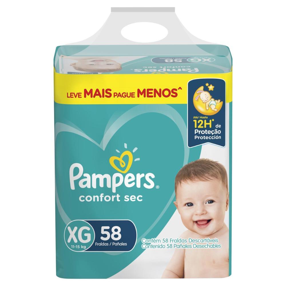 Kit Fralda Pampers Confort Sec Super Tamanho Xg Com 116 Unidades