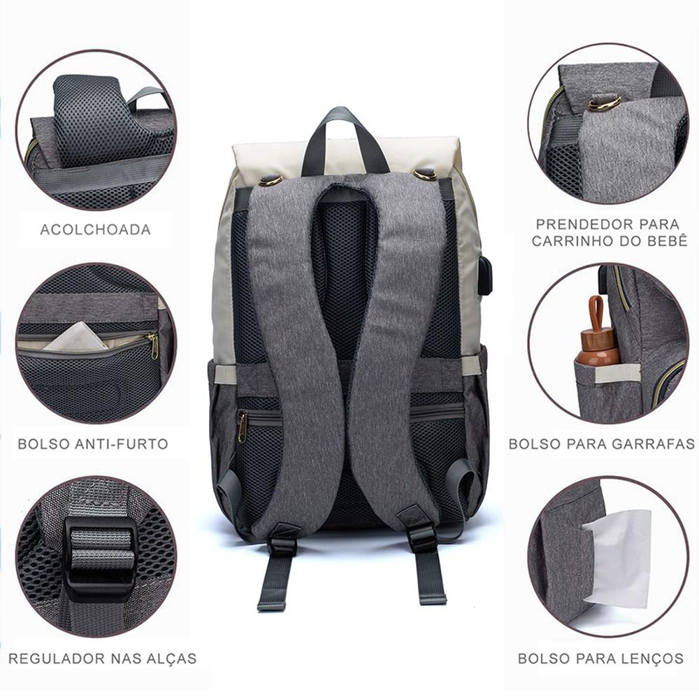 Mochila Maternidade Lequeen Dândi Smart Bolso Térmico