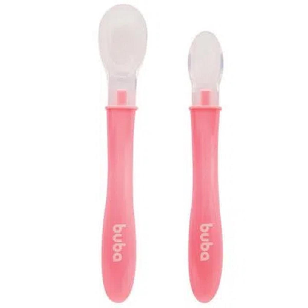 Conjunto De Colheres Em Silicone Rosa 11824 - Buba