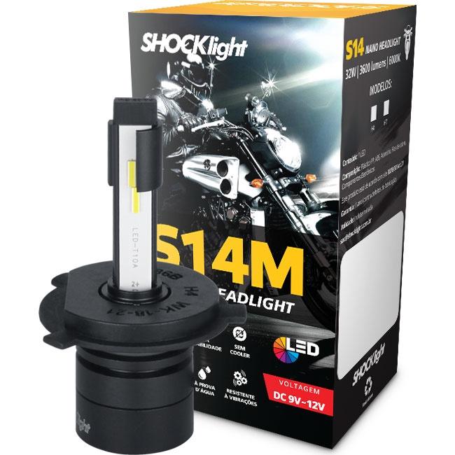 Lampada Farol LED Moto H4 6000k 3600lm 32w S14 Shocklight