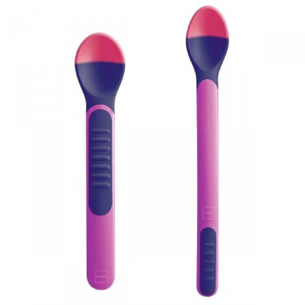 Kit Colher Infantil Com Estojo Macia Termossensível Rosa Mam