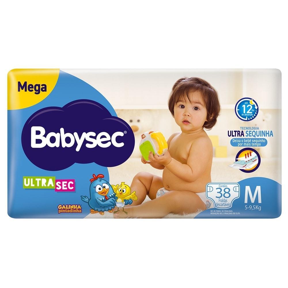 Kit 2 Fraldas Babysec Galinha Pintadinha Ultrasec Mega Tamanho M 38 Unidades Cada