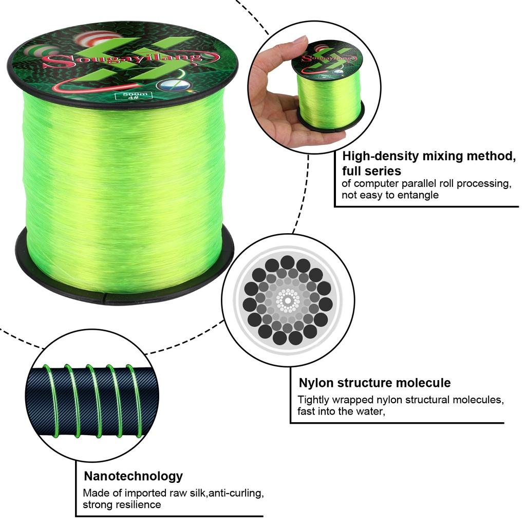 Linha De Pesca Monofilamento Sougayilang 500m Nylon 4# MAX Drag 10.4kg