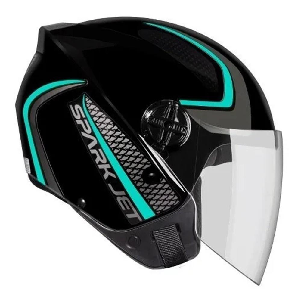 Capacete Aberto Ebf Jet Speed Preto E Tifany