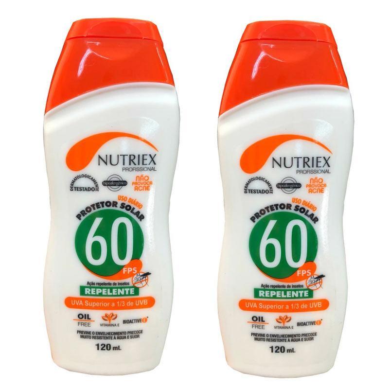 Protetor Solar FPS 60 Com Repelente 120 Ml Bisnaga Com 2 Unidades Nutriex