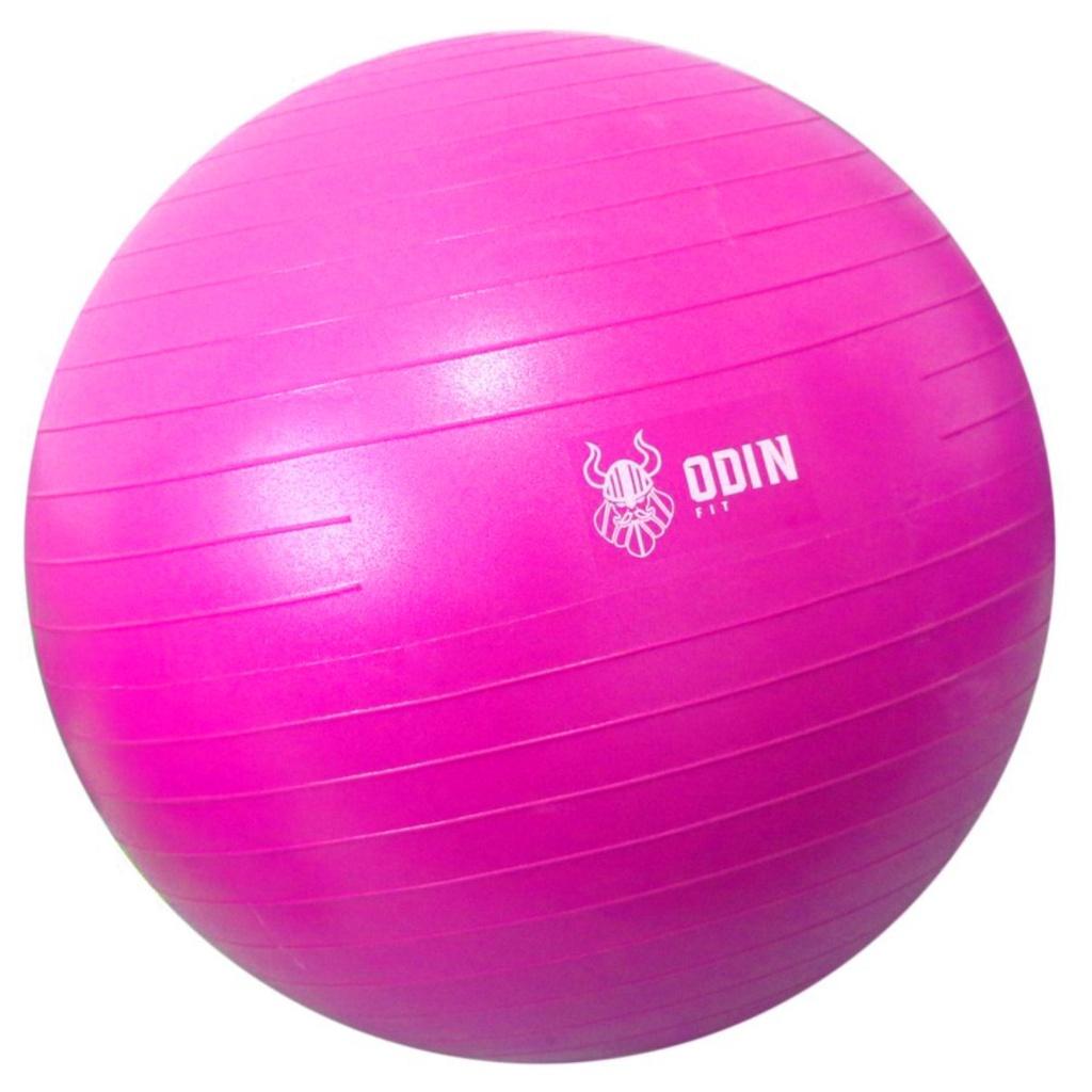 Kit Tapete De Yoga Pvc Bola Pilates 55cm Rosa Ioga Odin Fit