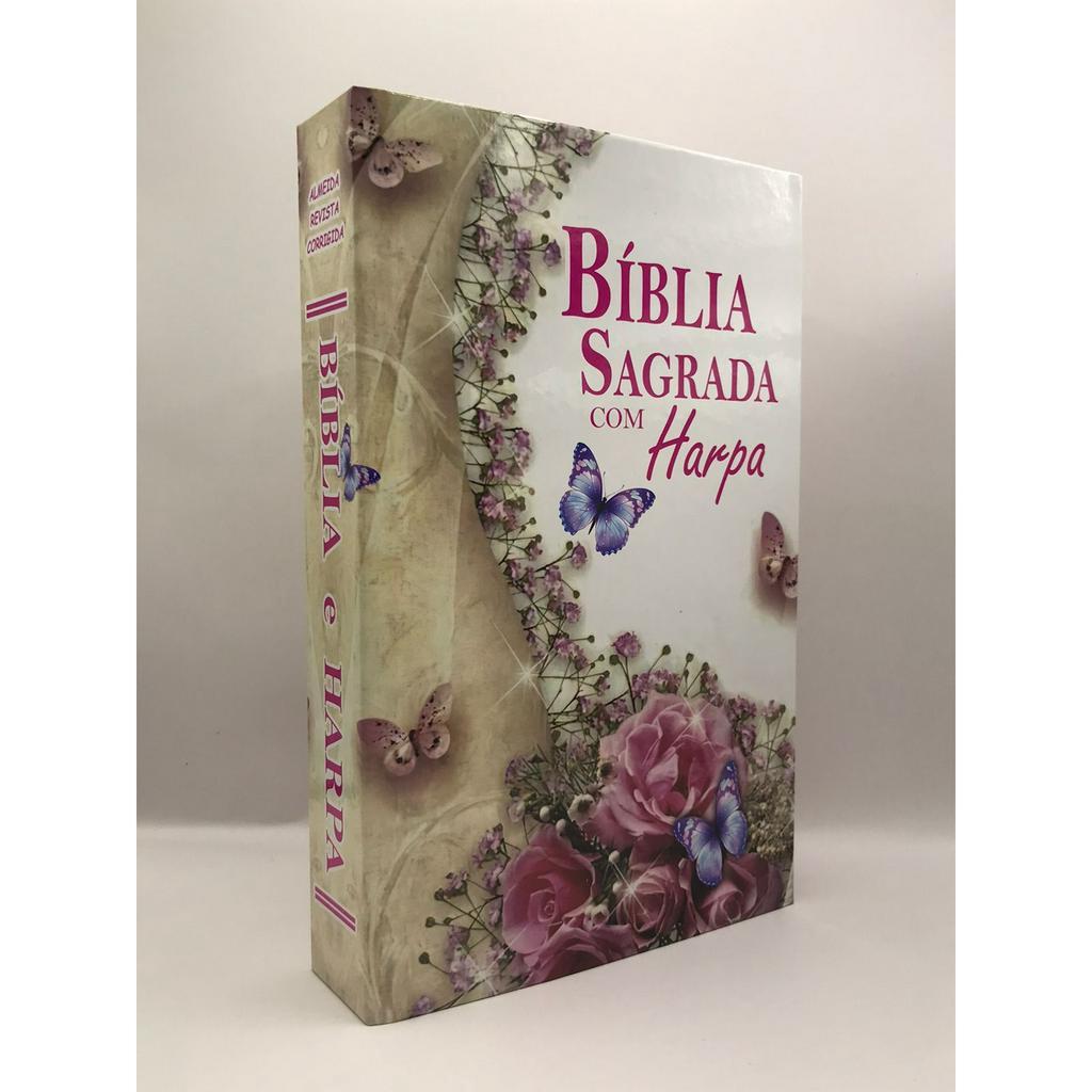 Bíblia Sagrada Letra Hipergigante Com Harpa - Revista E Corrigida - Capa Dura Vaso