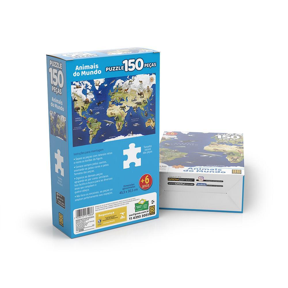 Puzzle 150 Peças Animais Do Mundo