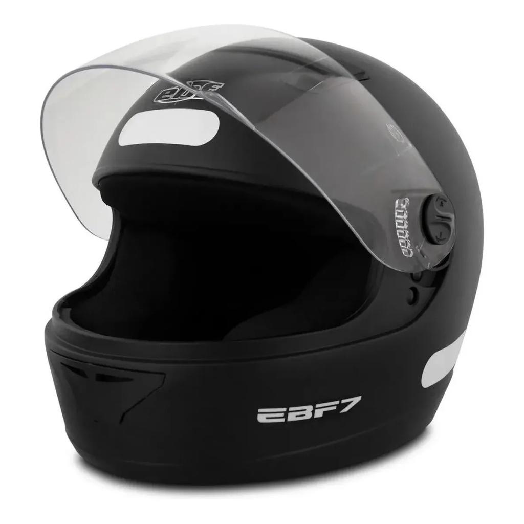 Capacete Fechado Ebf 7 Modelo Solid Preto Fosco + Viseira Fume