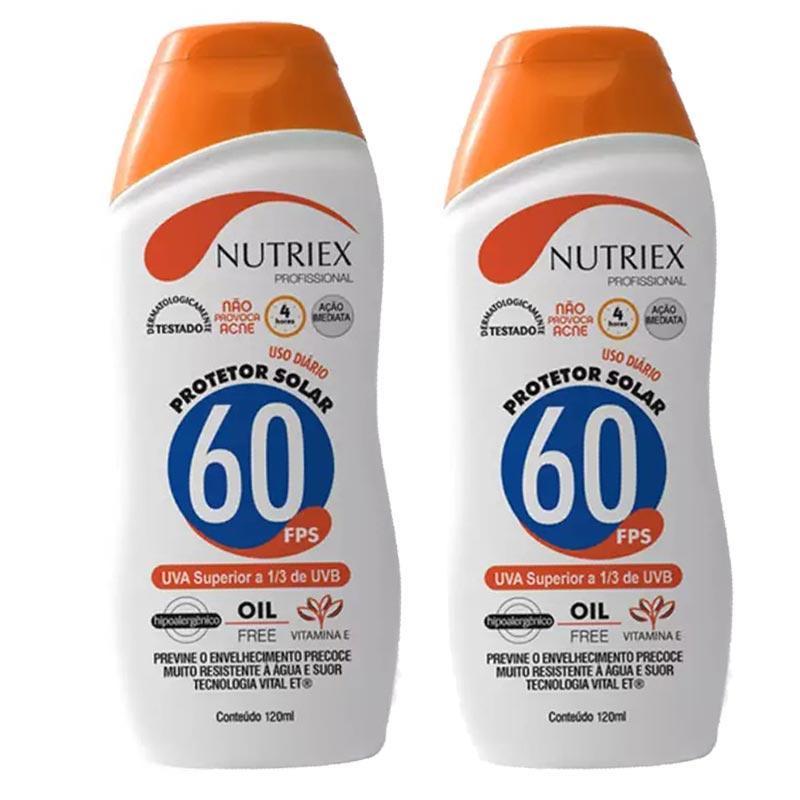 Kit 2 Unidades Protetor Solar FPS 60 120ml Bisnaga Nutriex