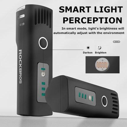 Rockbros Lanterna Farol Bike Sensor Inteligente 1500ma Ciclismo Frente Luz Bicicleta Mtb Road Bike