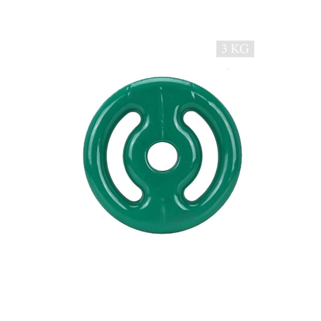 Anilha 3kg Emborrachada Pvc Furo Standard Verde (01 Unidade)