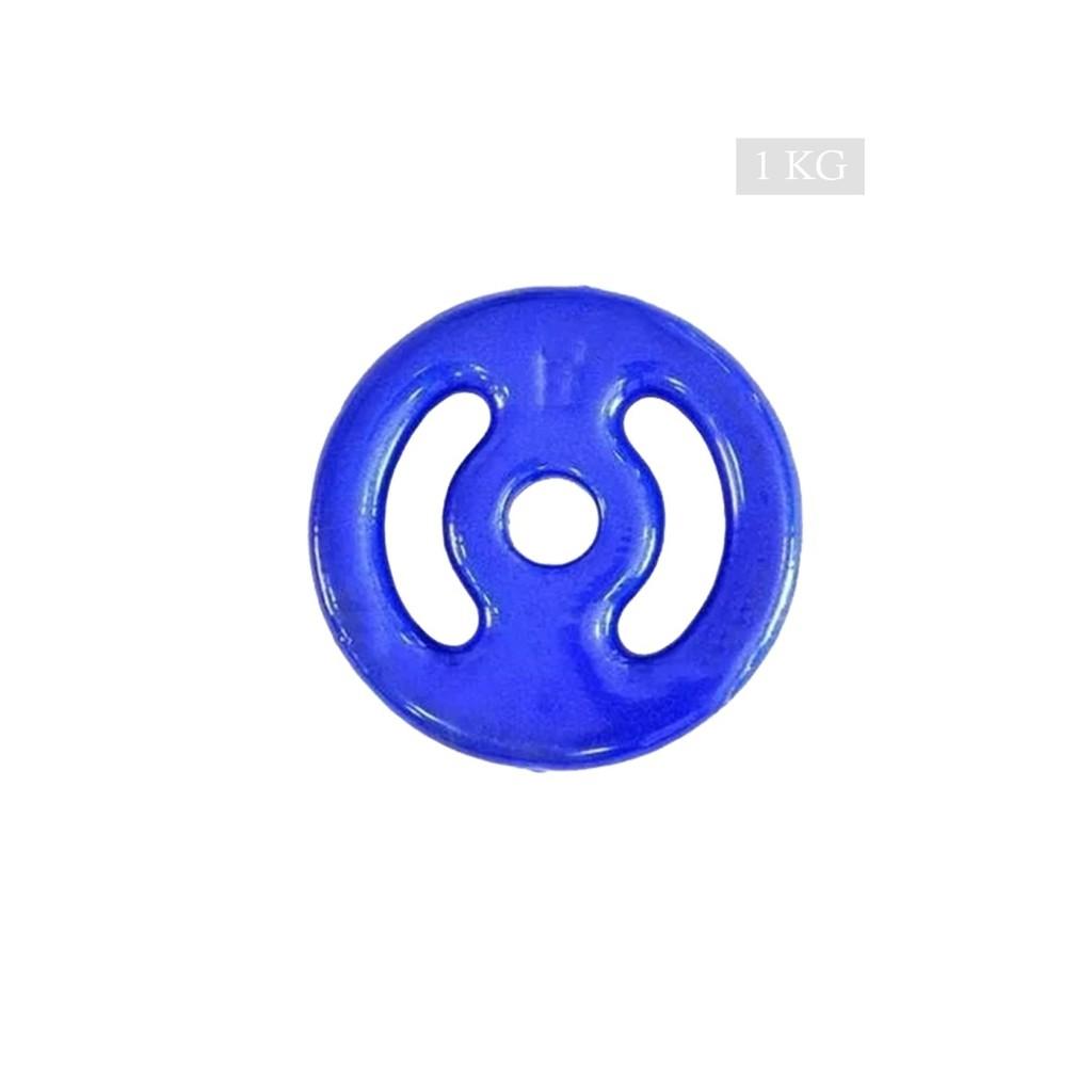 Anilha 1kg Emborrachada Pvc Furo Standard Azul (01 Unidade)