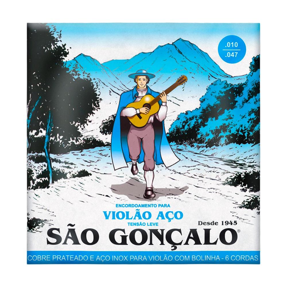 Encordoamento São Gonçalo 010 Leve Com Bolinha Para Violão Aço