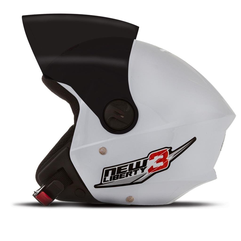 Capacete New Liberty Tree Com Viseira Fumê Aberto Branco PRO Tork Tamanhos 56 58 60