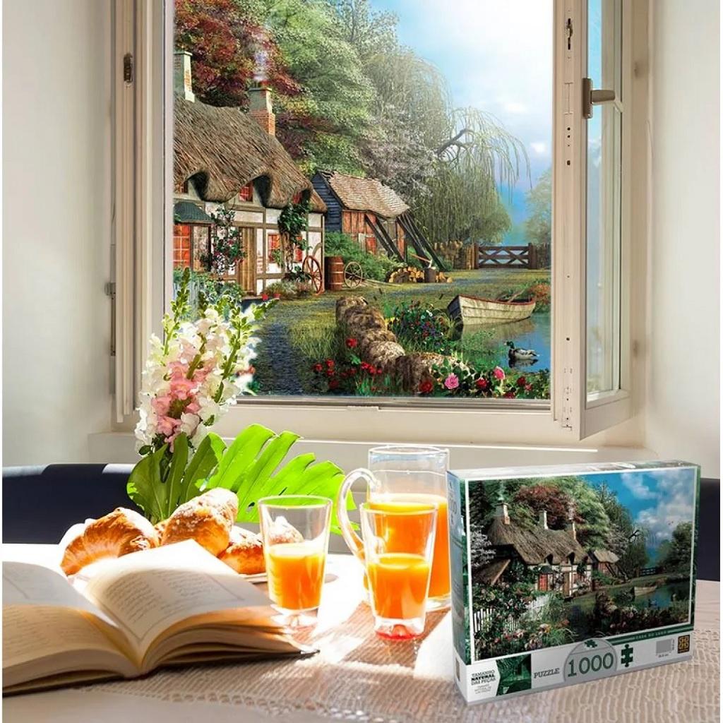 Quebra Cabeça Puzzle 1000 Peças Casa No Lago 02963 - Grow
