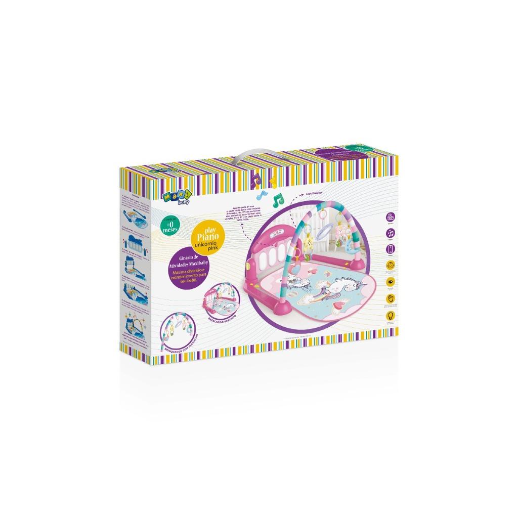 Tapete De Atividades Com Play Piano Unicórnio Rosa Maxibaby