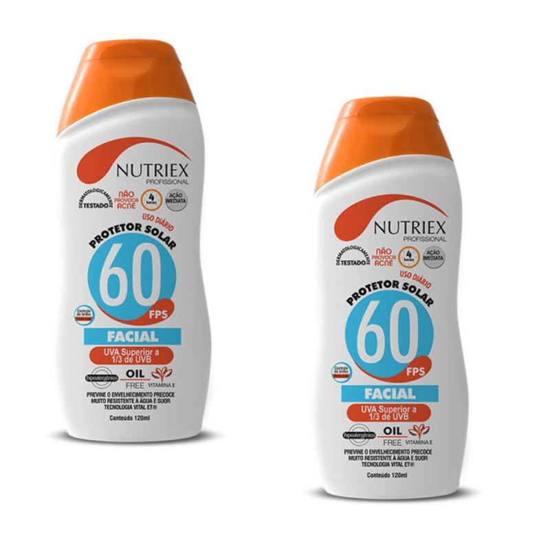 Protetor Solar Facial FPS 60 120 Ml Bisnaga Com 2 Peças Nutriex