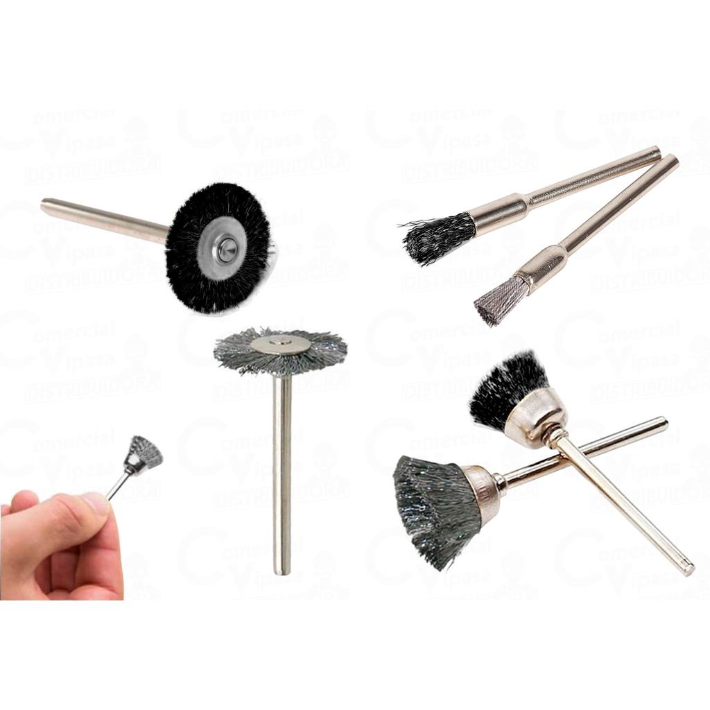 Kit Jogo De Pontas Montadas Com Escovas 12 Pçs 1/8pol. Para Micro Retífica Profissional
