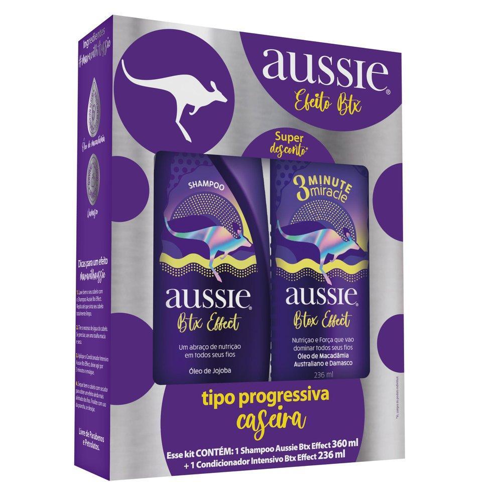 Kit Aussie Btx Effect Fios Nutridos E Alinhados Shampoo 360ml E 3 Minutos Milagrosos 236ml