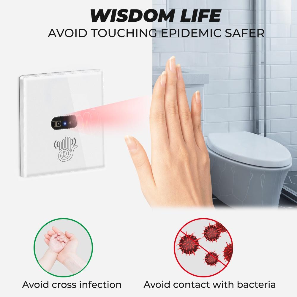 Smatrul Sem Fio Neutra Ir Interruptor De Luz De Parede Sensor Infravermelho De Onda Necessidade De Toque Eu Uk 220V Painel De Tela De Vidro Elétrico