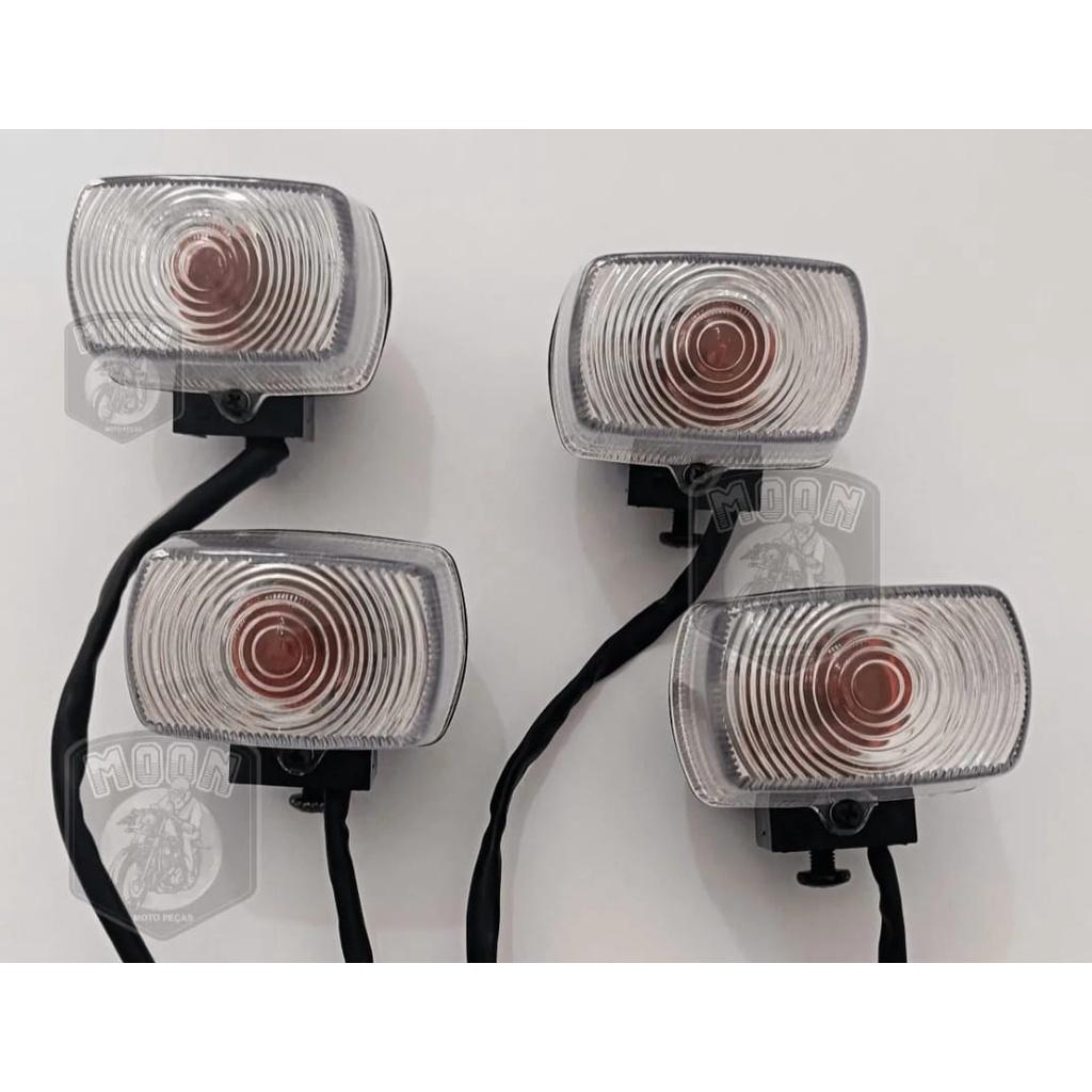 Pisca Moto Honda Xr 200/xlr 125/bros/xr 250 Tornado Pop 100 -laranja-cristal-fume Kit 4 Pçs