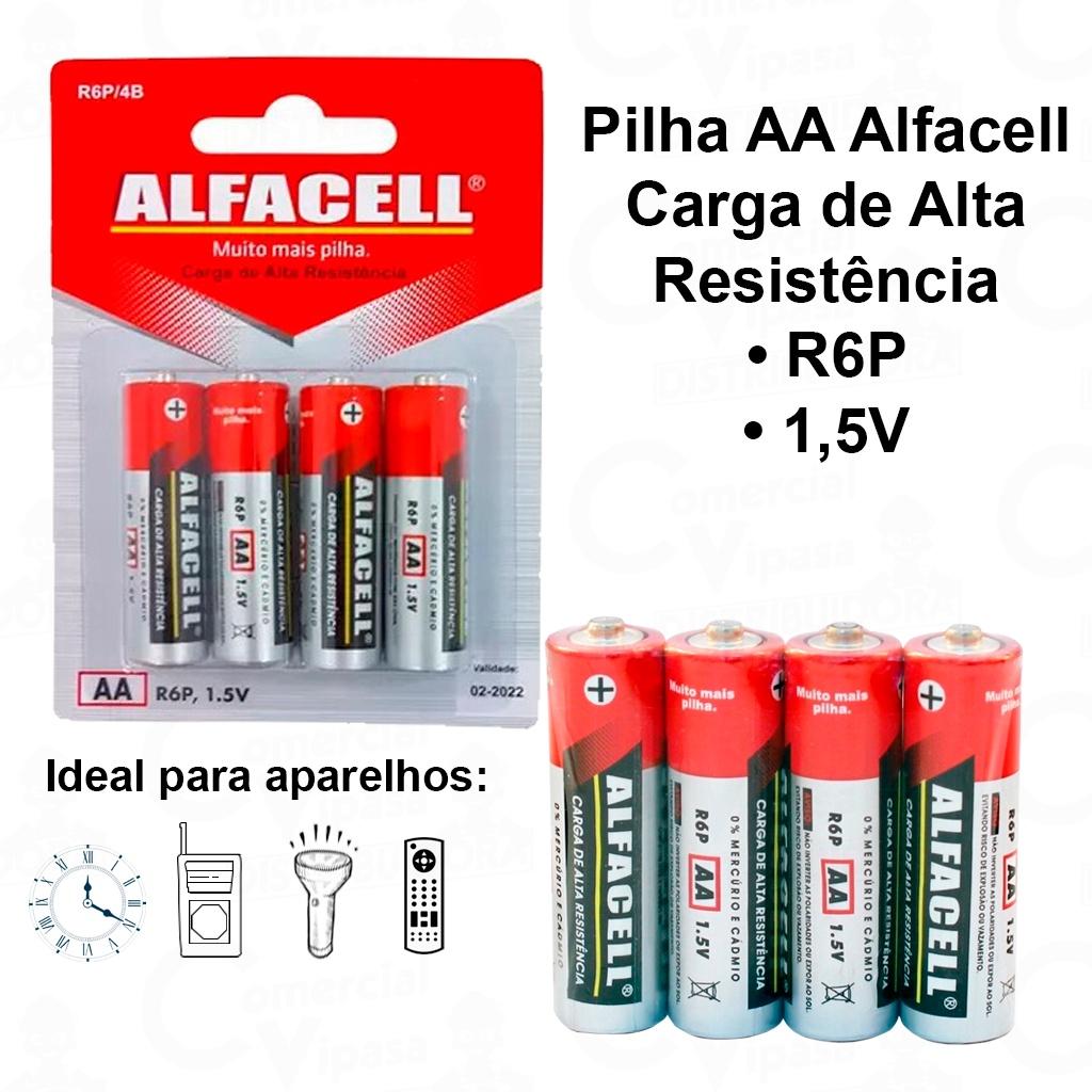 Pilha Aa Comum Pilhas Aaa Palito 1.5V 4 Unidades Carga De Alta Resistência Alfacell
