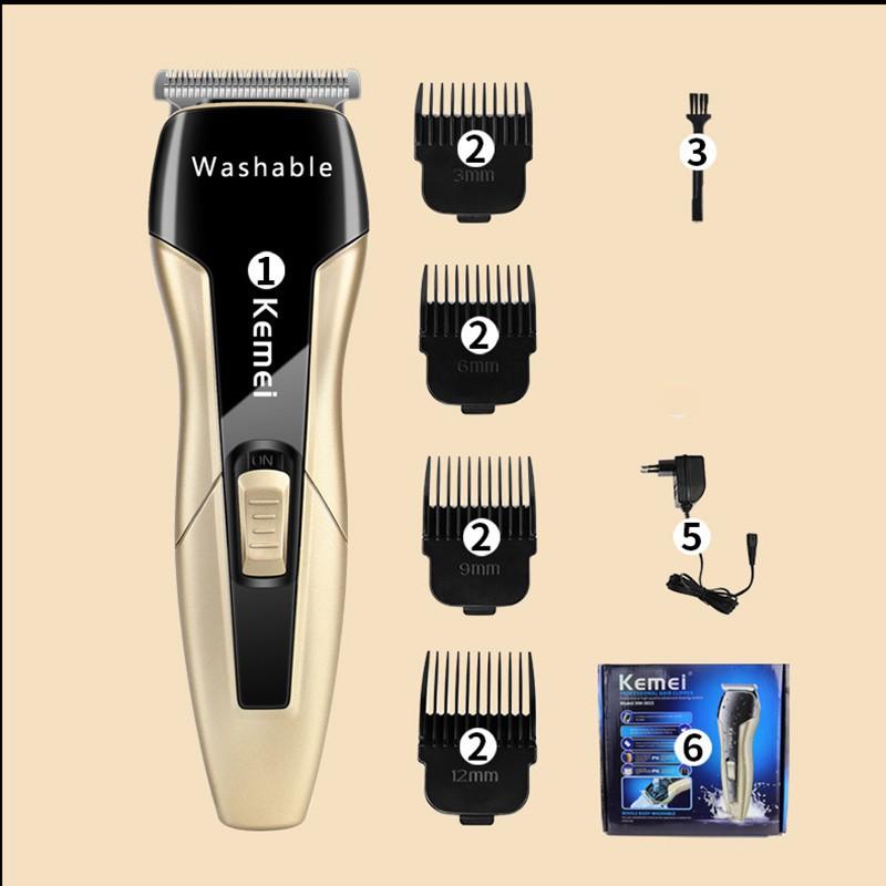 Cortador De Cabelo Kemei Lavável Profissional Aparador 0mm Careca Esculpido Barbeiro