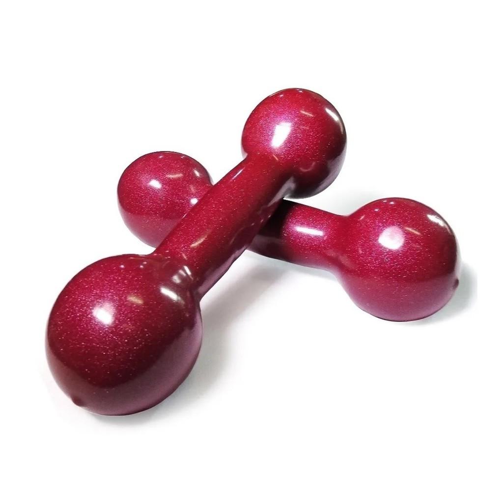 Par De Halter 4kg Emborrachado Pvc - Vinho (02 Unidades De 04kg Cada)