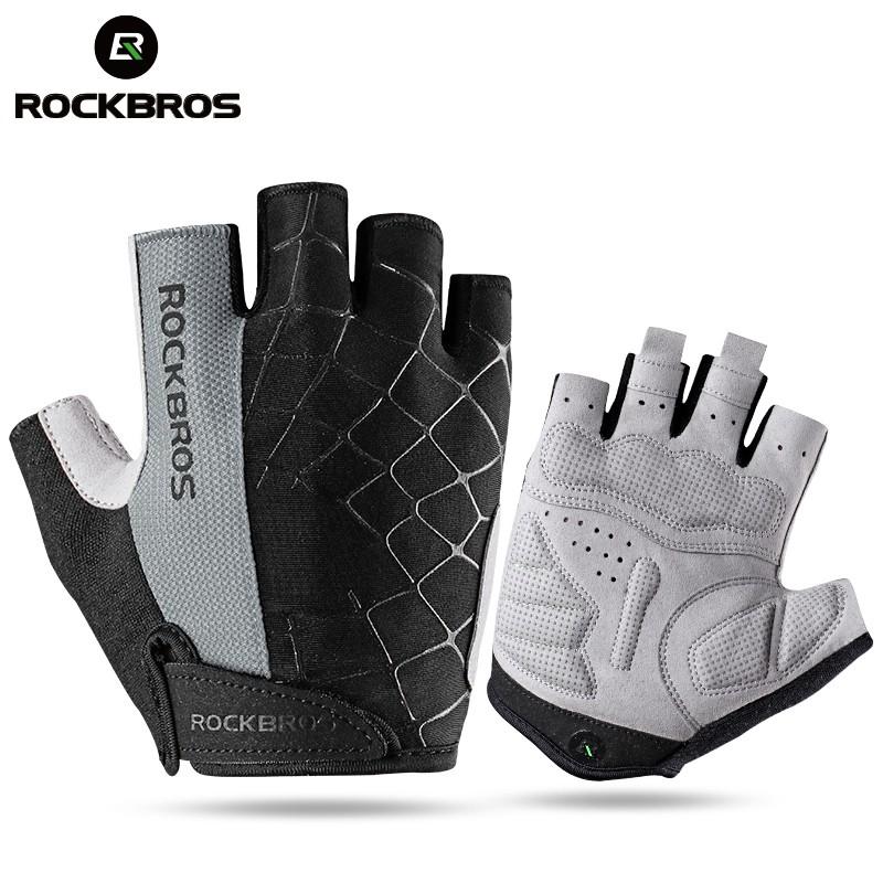 Rockbros Luvas De Bicicleta Masculina De Ciclismo Meio Dedo Mtb À Prova De Choque Esportivas Vestuário Unissex