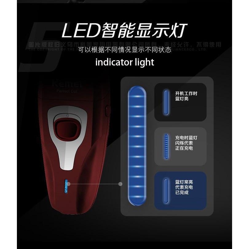 Kemei Barbeador Elétrico Sem Fio Perreto Lâmina Flutuante Dupla Com De Corte Pop-up Recarregável Km-1123
