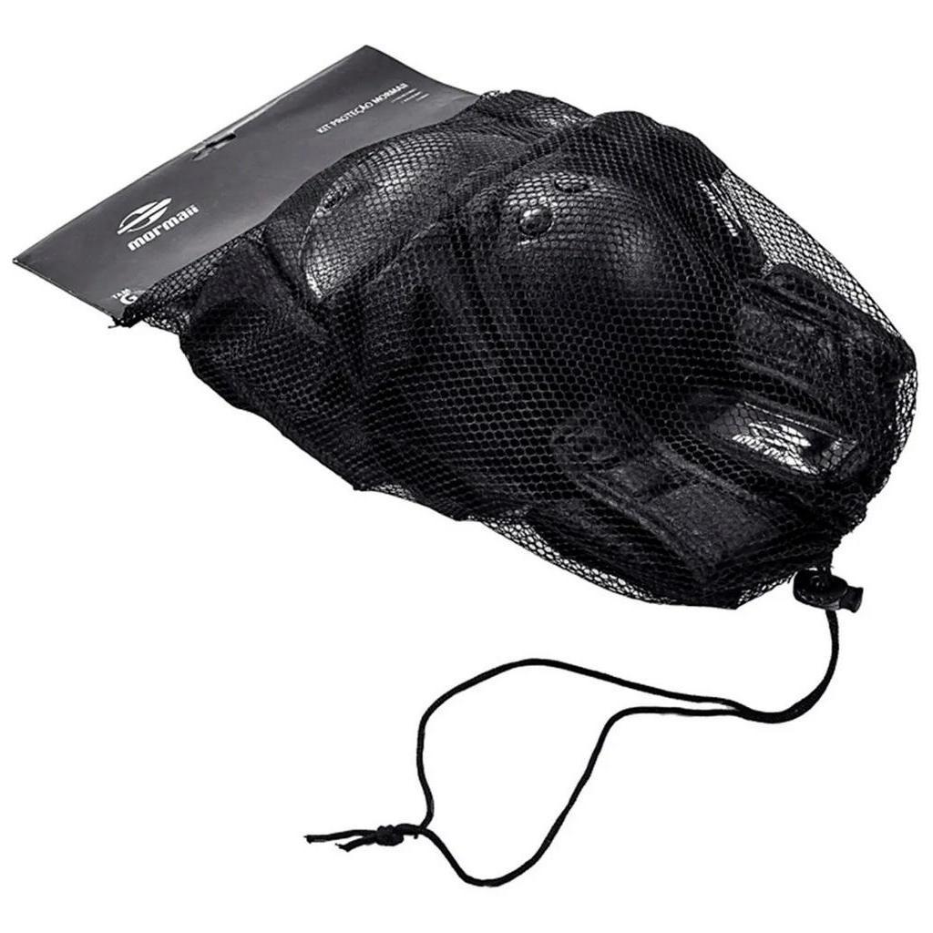 Kit De Proteção Preto Cotoveleira Joelheira Protetor Punho Tamanho M