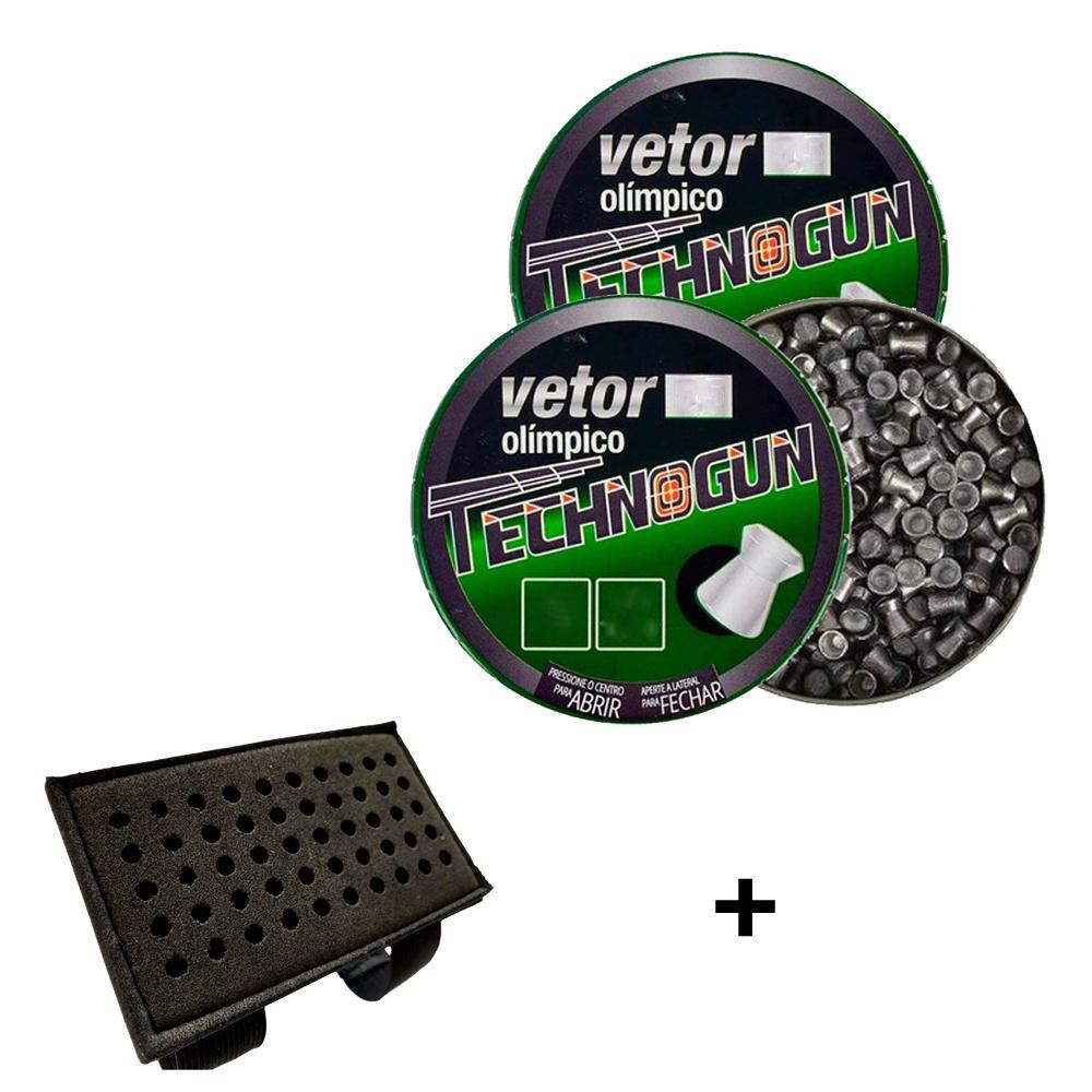 2 Latas De Chumbinho Vetor 5.5mm 250 Unidades Technogun + Porta Chumbo