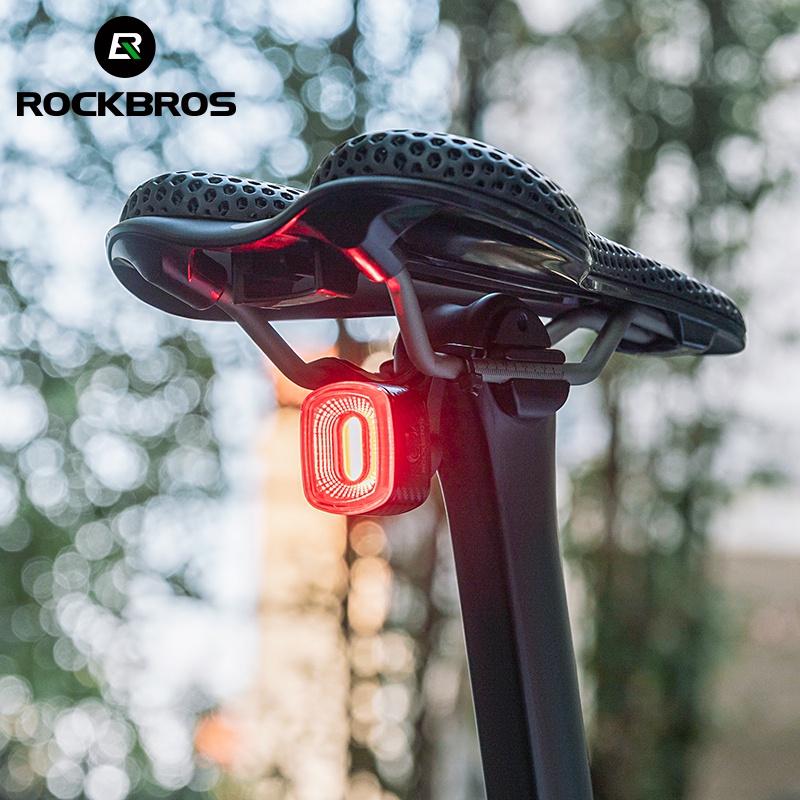 Rockbros Lanterna Traseira Bike Brake Light Com Sensor Freio Tipo-c Recarregável IPX6 À Prova D Água