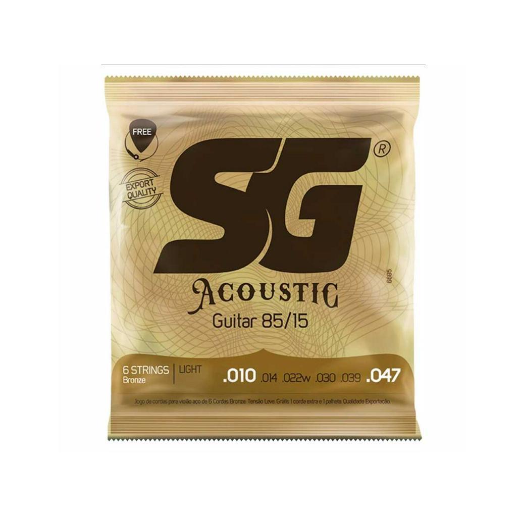 Kit Com 3 Encordoamentos Para Violão Sg Strings Aço 010 Bronze
