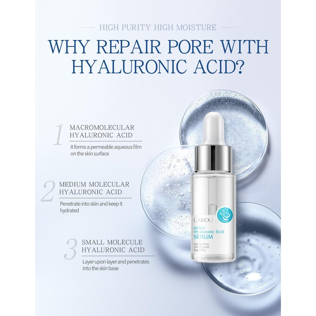 Sérum De Ácido Hialurônico Laikou Hidratante Redutor De Poros Removedor De Espinhas Reparo Da Maciez Da Pele 17ml