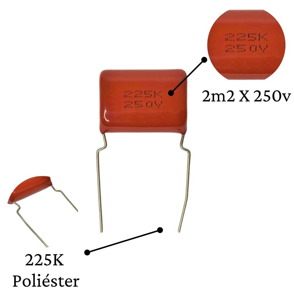 Kit 4 Capacitor Bipolar 47x100 E 2 Capacitor Poliester 2m2x250v Reforçado Material Alta Qualidade