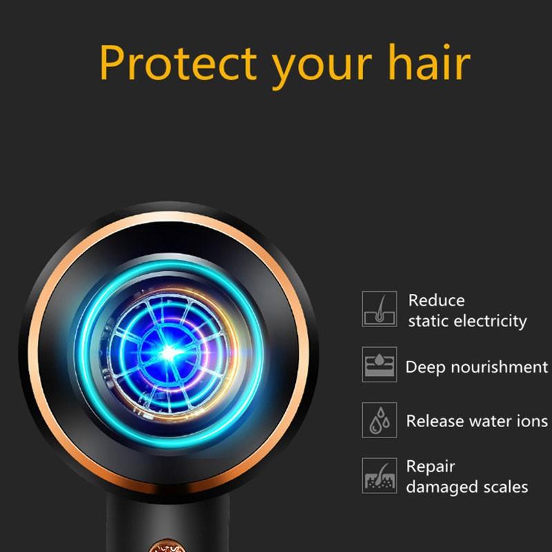 Secador De Cabelo Kemei Forte Potência Com Máquina De Proteção De Sobreaquecimento Sem Ions De Água De Ferimento