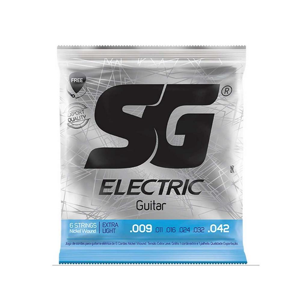 Kit Com 3 Encordoamentos Para Guitarra Sg Strings 009 Níquel