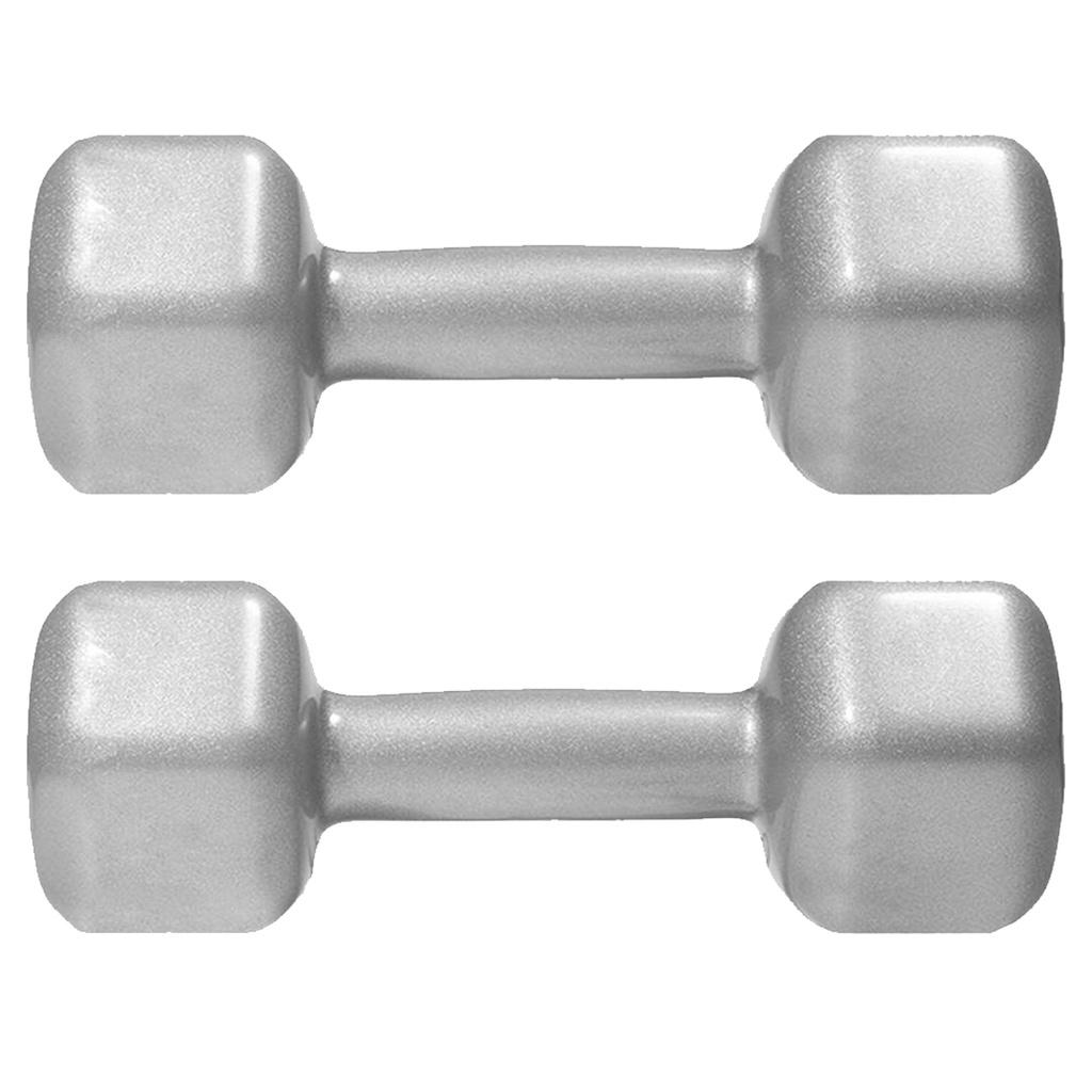Halter Sextavado 4kg Emborrachado Pvc O Par Prata