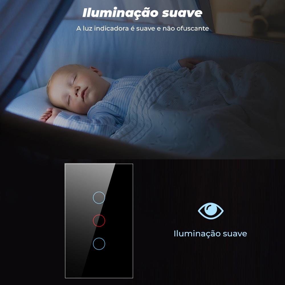 Comutador De Luz Smatrul Touch Brasil 110-220v Painel De Tela De Vidro Livre Neutro Americano