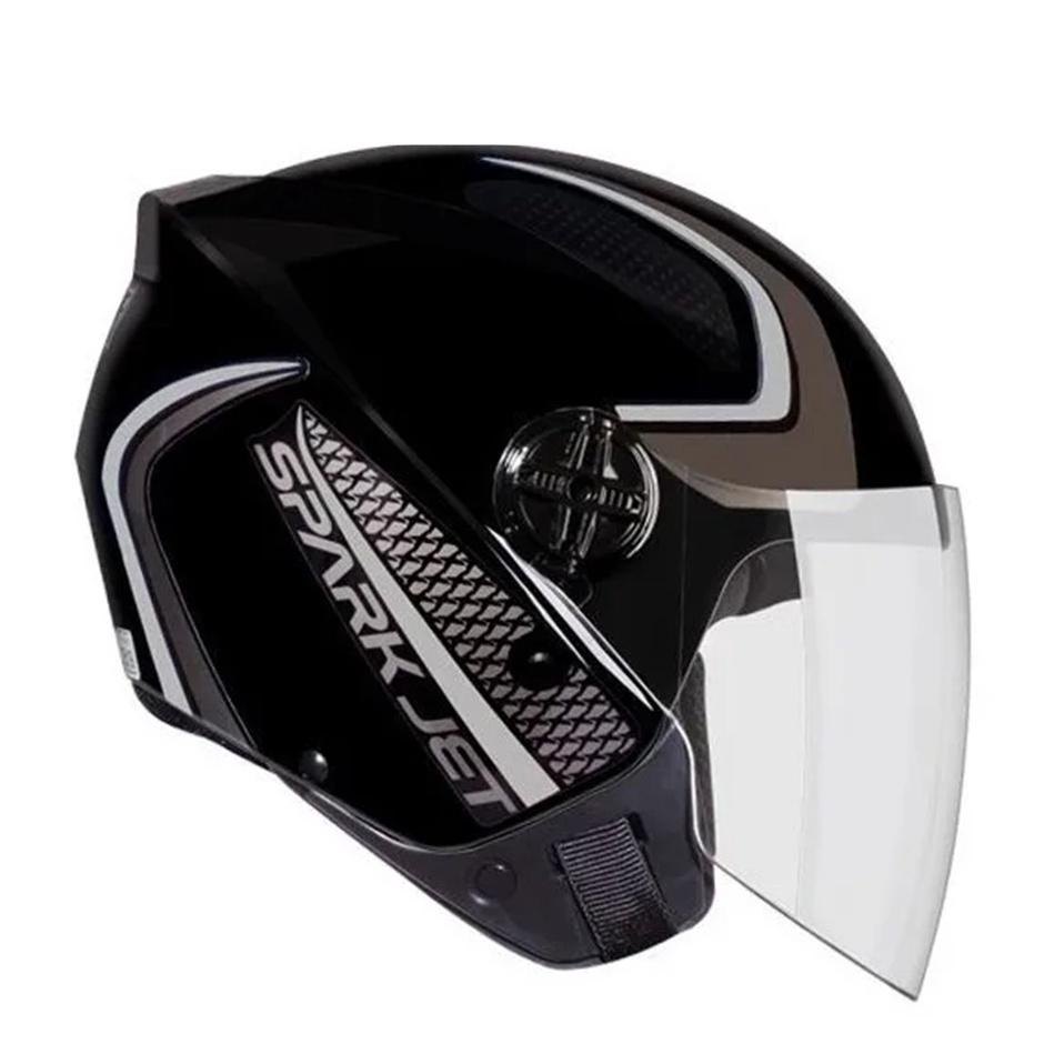 Capacete Aberto Ebf Jet Speed Preto E Prata