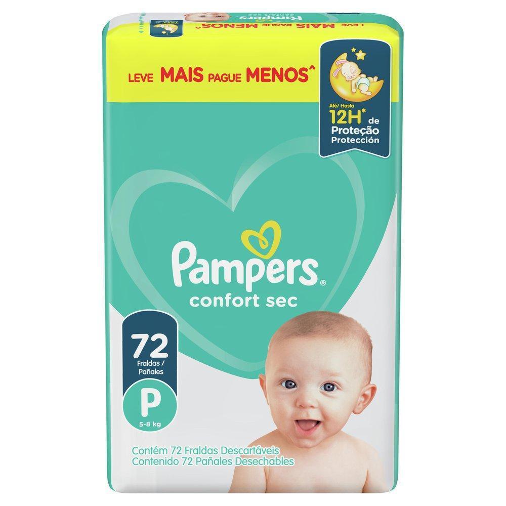 Kit 4 Fraldas Pampers Confort Sec Super Tamanho P 72 Unidades