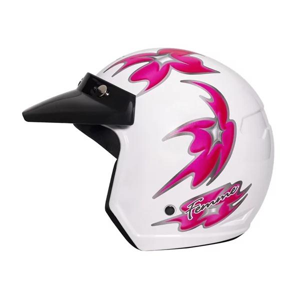 Capacete Taurus Aberto Wind Tecno Femme Branco E Pink Com Viseira Urbano