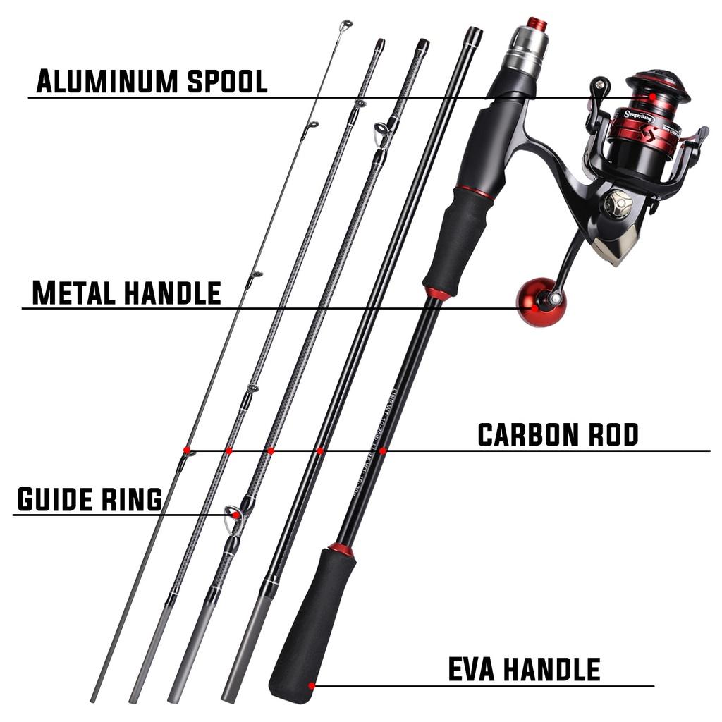 Sougayilang Conjunto De Cana De Pesca E Molinete 1.8m/2.1m Portátil 5 Seções 6 Com Eva/metal Alça MAX Arraste 10kg